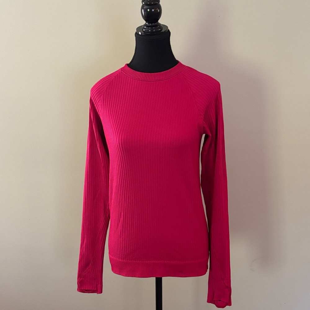 Lululemon Rest Less ribbed long sleeve top dark pink size 6